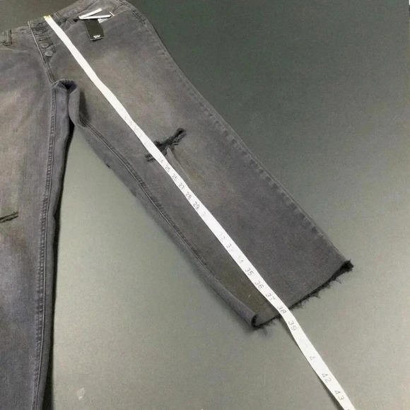 NWT Stitch Star Womens Black Distressed High-Rise Ankle Straight Jeans Size 12 - Picture 4 of 12